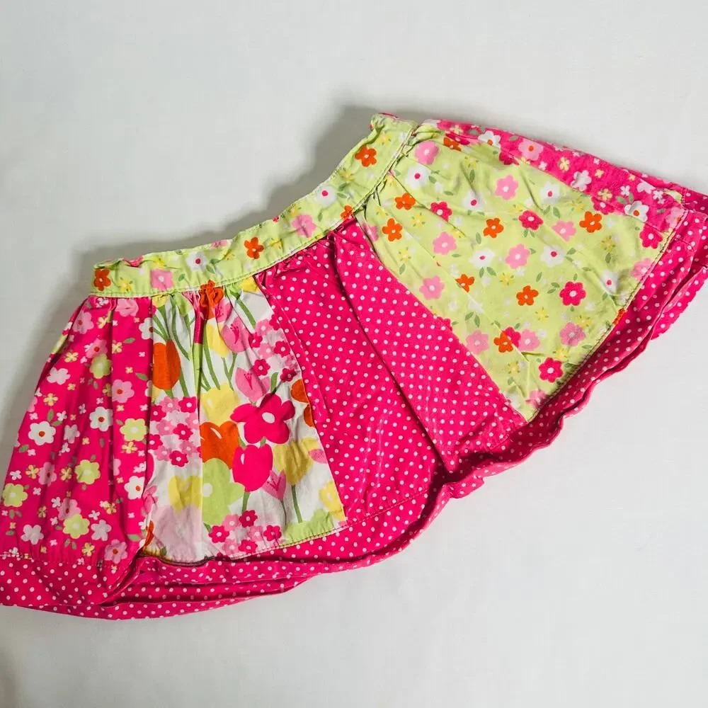 Gymboree Spring Floral Patchwork Color Block Skirt Sz 2T